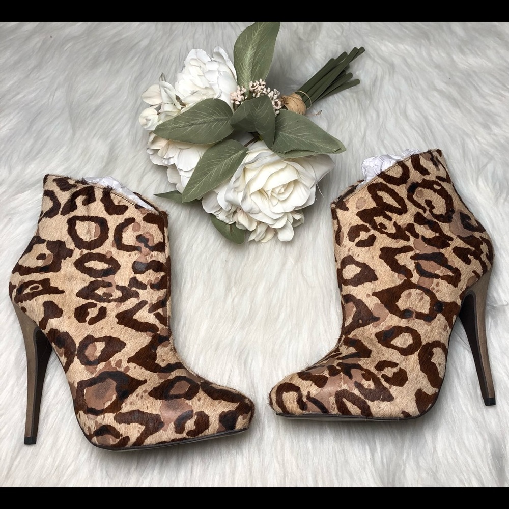 Madison Harding Brown Jaguar Margot Leather/Pony Hair Ankle Booties,Size-7M,NWOT